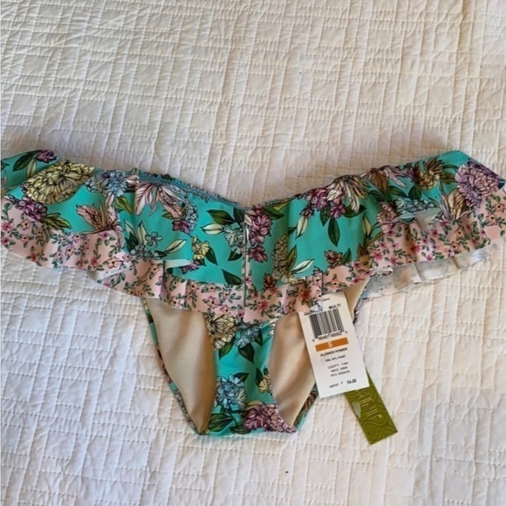 NWT - GIANNI BINI Women’s Swim Bikini Bottom (Flower Power Pattern, Small)
